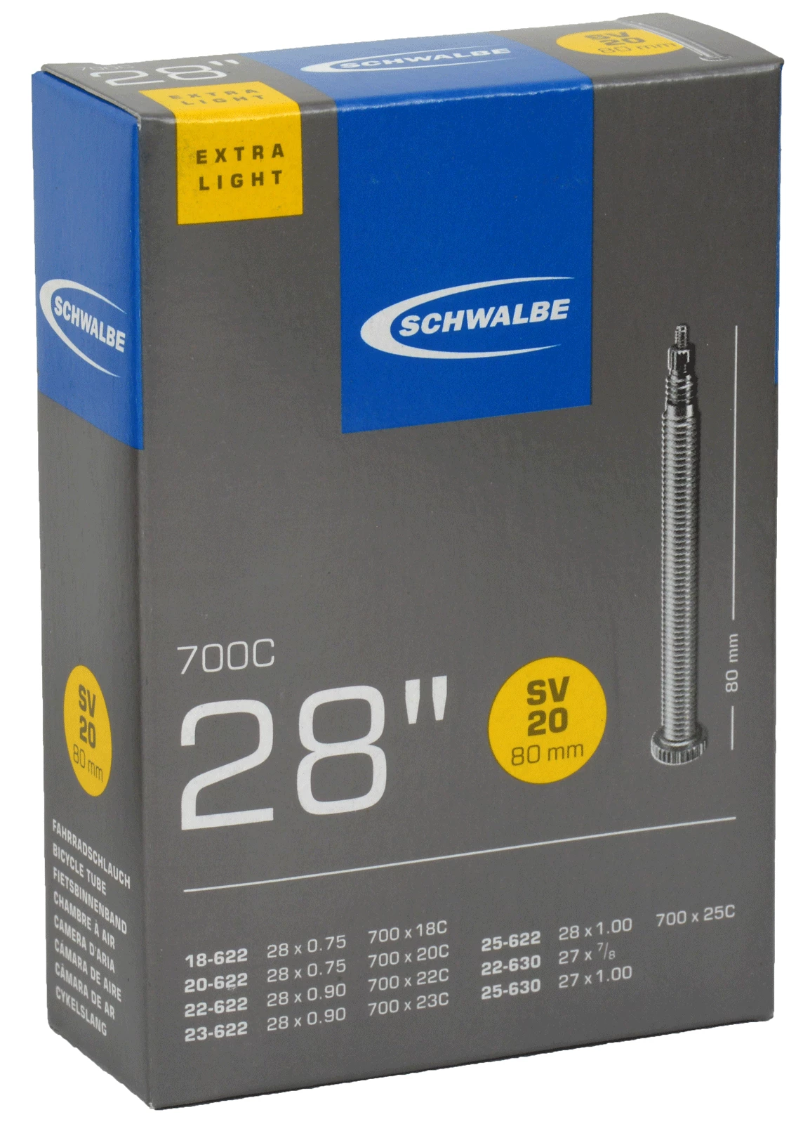 Schwalbe Chambre à Air SV 20 ExtraLight Pour 28