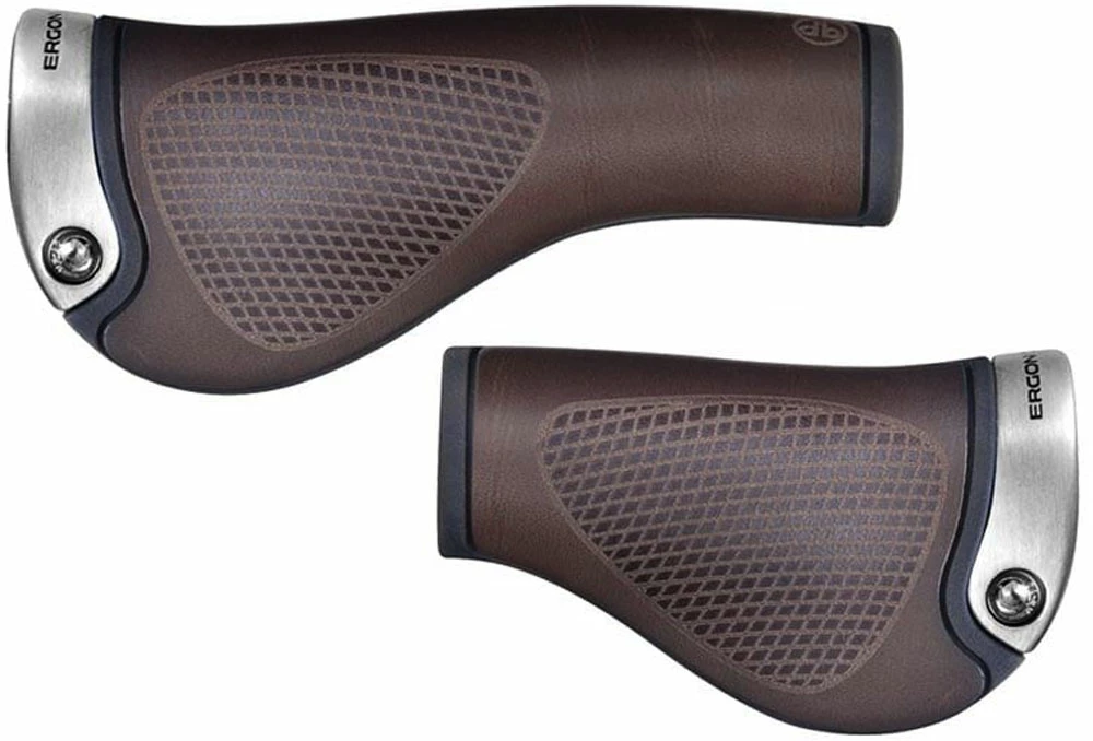 ERGON Poignées GP1 BioLeder Nexus/Rohloff (pinces Argentées)