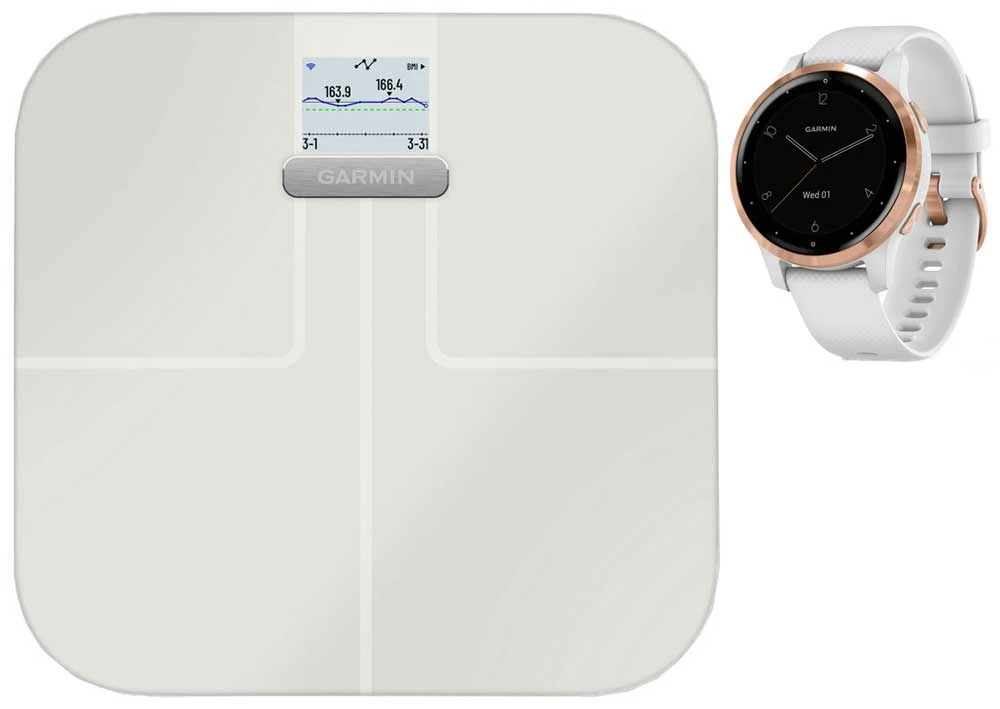 Garmin Index™-S2 Smart-Fat-Scale Bundle + Vivoactive 4S - GPS Fitness Smartwatch
