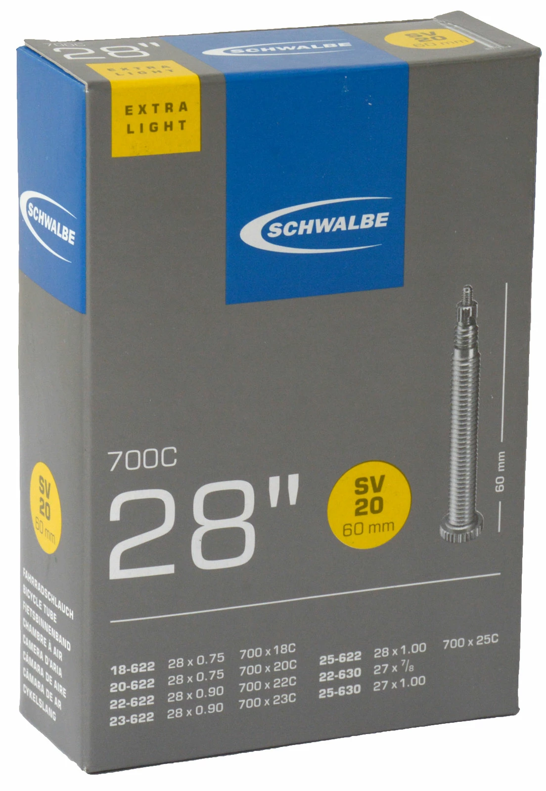 Schwalbe Chambre à Air SV 20 ExtraLight Pour 28